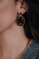 Серьги (Кристаллы пурпурные, г/п: золото) Италия  Claudio Canzian 002 02 755