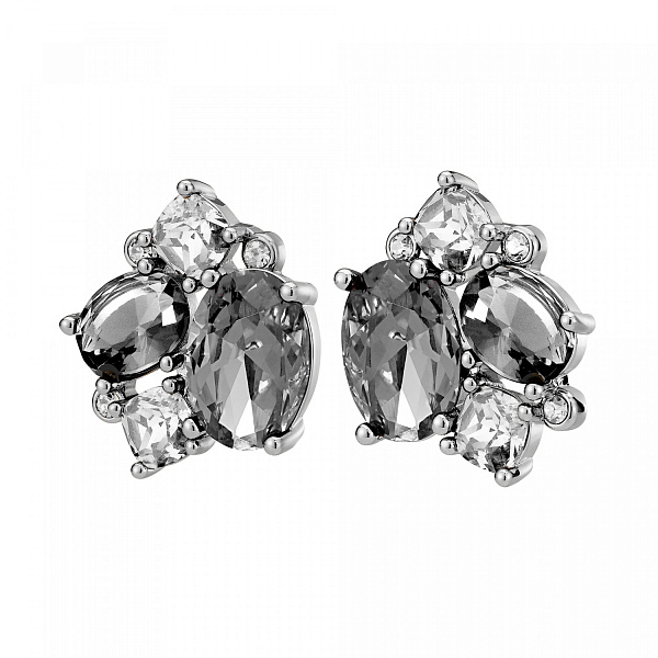 Серьги EMMA (кристалл графит, прозрачный, г/п: родий) Дания DYRBERG/KERN 450113
