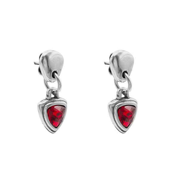 Серьги Ciclon 251606-03 (кристалл красный,г/п: серебро, 2,7х1,2 см) Испания Amarre