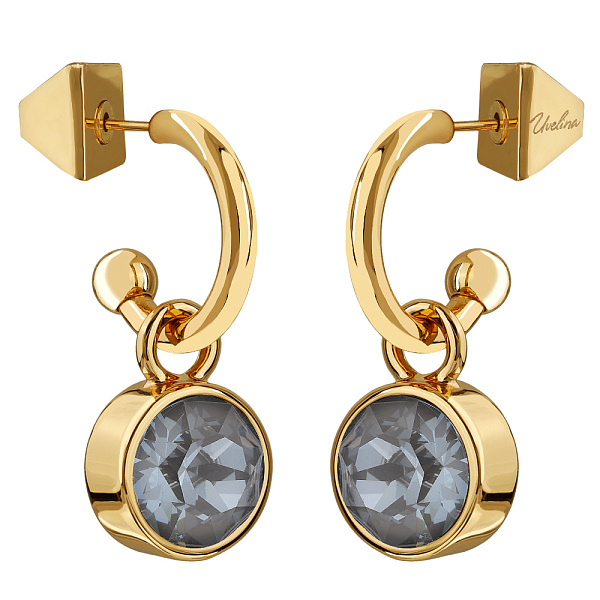 Серьги Теннис (кристаллы дымчато-серые, 8 мм, г/п: золото) Uvelina SW00 0031G-111E