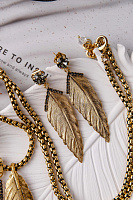 Серьги Перо (кристалл графит, г/п: золото, 6,6х1.7 см, 8 гр.) Италия Claudio Canzian 002 02 853