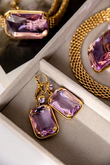 картинка Серьги (кристалл сиреневый) Италия  Claudio Canzian 002 02 674 ювелирный  магазин Калина являющийся официальным дистрибьютором в России 