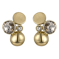 Серьги (кристаллы прозрачные, г/п: золото, 3,2х2 см, 22 гр) Греция Kalliope 002 02 067