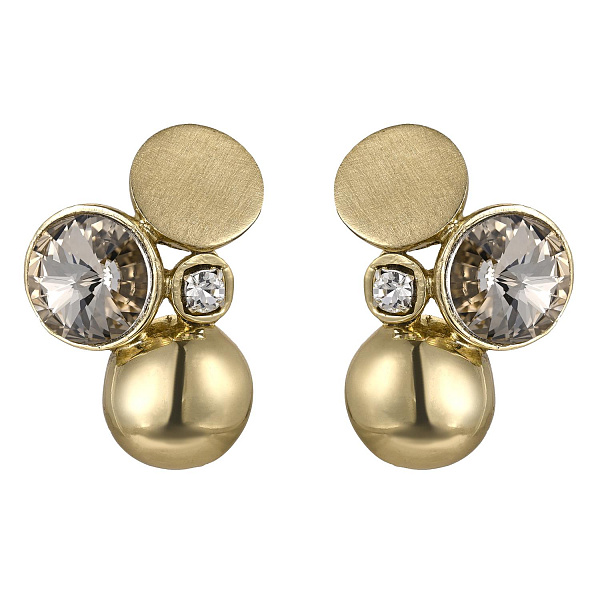 Серьги (кристаллы прозрачные, г/п: золото, 3,2х2 см, 22 гр) Греция Kalliope 002 02 067