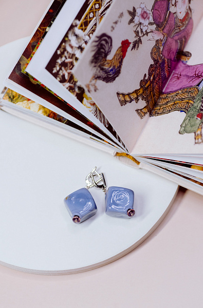 Серьги Rombo фиолетовый Италия ENZO BENZO