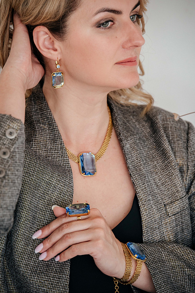 Кольцо (кристалл синий) Италия  Claudio Canzian 002 01 431