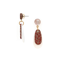 Серьги Milano (яшма,песок,перламутр,раковина,4 см, г/п: золото) 12-90184 Франция Nature Bijjoux