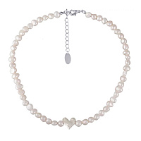 Колье (перламутр белый; г/п: родий) Китай KG20 1110-1c