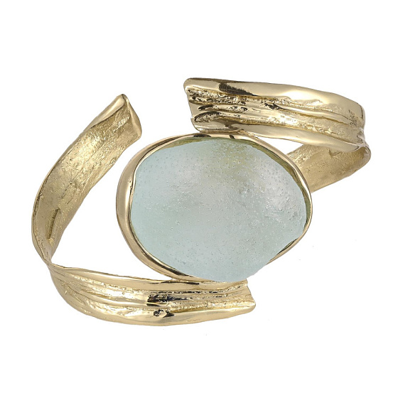 картинка Браслет (ювелирная смола зеленая, 4х3 см., г/п: золото, регулируется) Греция Kalliope 002 04 024 ювелирный  магазин Калина являющийся официальным дистрибьютором в России 