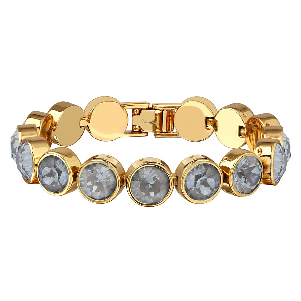 Браслет Теннис (кристаллы дымчато-серые 8 мм , г/п: золото, 17-19 см) Uvelina SW00 0031G-111B