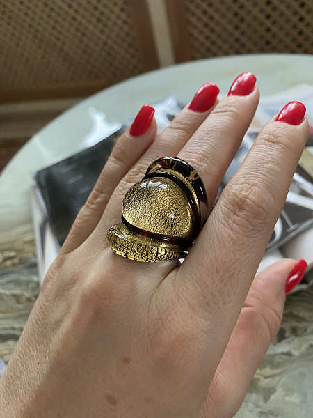 Кольцо Future 18.5 золото/черное ENZO BENZO Италия