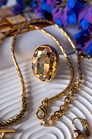 Кольцо Карина (кристалл медовый, 3х2х1 см) Италия Claudio Canzian 002 01 020