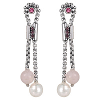 Серьги (кристалл розовый, роз.кварц, майорка) Италия Claudio Canzian 002 02 816