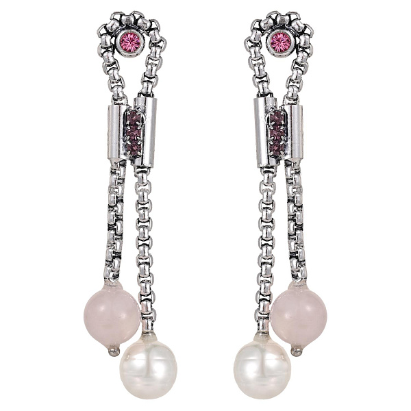 Серьги (кристалл розовый, роз.кварц, майорка) Италия Claudio Canzian 002 02 816