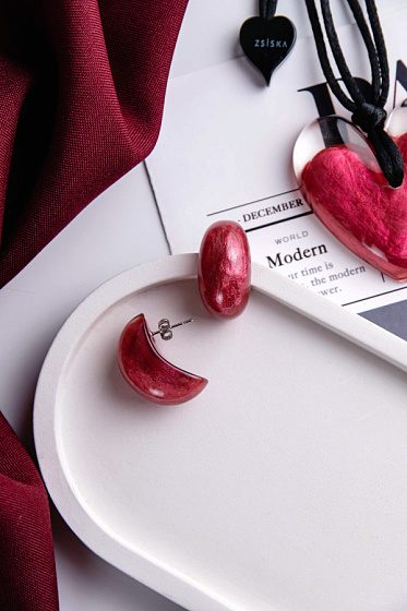 картинка Пусеты Luxus25 розовый 2.1х1.5 см Голландия ZSISKA 6350507PINKQ00 ювелирный  магазин Калина являющийся официальным дистрибьютором в России 