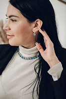 Серьги Теннис (кристаллы аквамарин, г/п: родий 8 мм) Uvelina SW00 0010R-202E