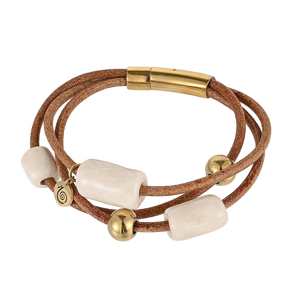 Браслет (керамика бежевый, г/п: золото, 20 см, 2.5 см) Испания 01904005 Maximilianas