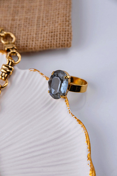 Кольцо (кристалл серый с голубым блеском,1,8х1,3 см ) Италия Claudio Canzian 002 01 127