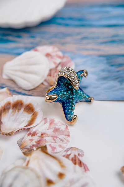 Кольцо Морская звезда (эмаль, кр.: прозрачные, г/п: золото) Италия ANNIBALE BALDINI 007 01 026