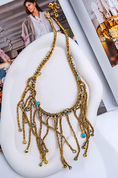 Колье Хромосомы (кристалл голубой, белый опал) Италия Claudio Canzian  002 05 239