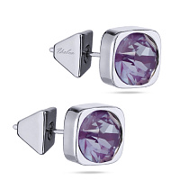 Пусеты Теннис (кристаллы пурпурные, г/п: родий 8 мм) Uvelina SW00 0010R-161E1