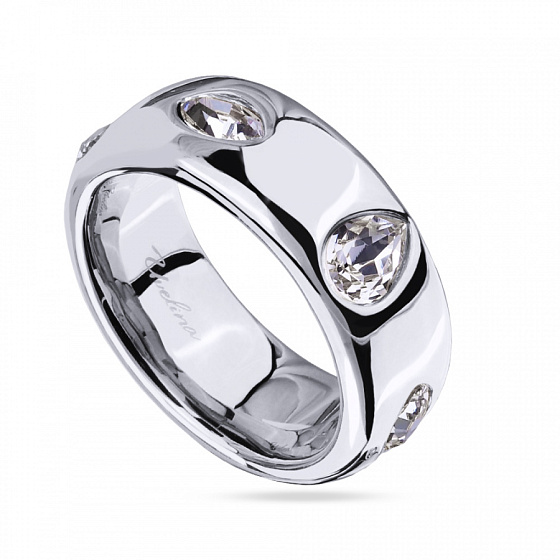 картинка Кольцо Эйва (кристаллы белые, г/п: родий, р.18) Uvelina SW00 0087R-001R-9 ювелирный  магазин Калина являющийся официальным дистрибьютором в России 