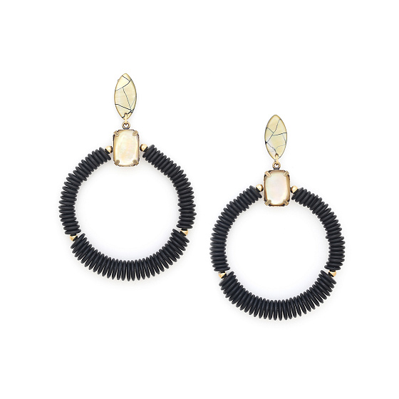 картинка Серьги Salamandr (кокос,перламутр,9 см,латунь) 12-90041 Франция Nature Bijjoux ювелирный  магазин Калина являющийся официальным дистрибьютором в России 