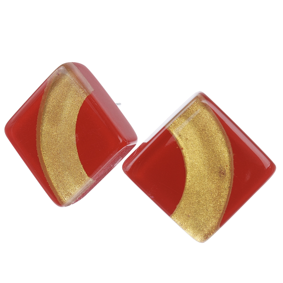 картинка Серьги Bliss musee series (красный, золотистый, 2х2 см) Голландия ZSISKA ювелирный  магазин Калина являющийся официальным дистрибьютором в России 