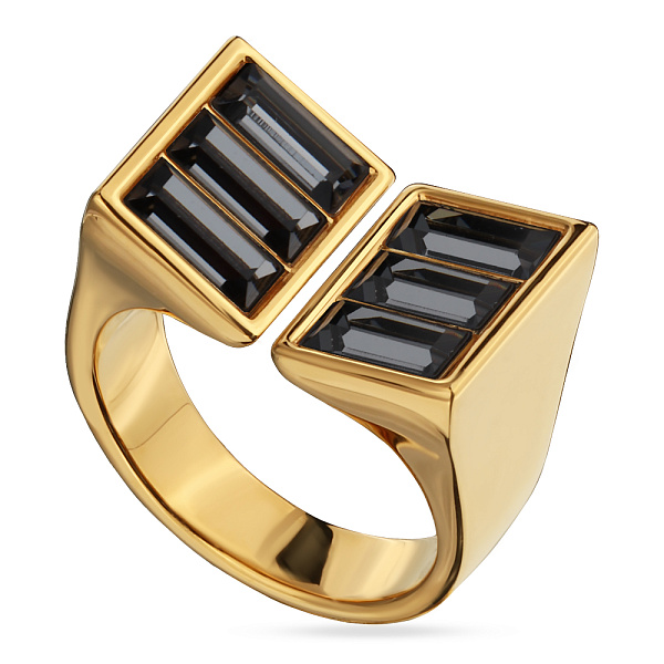 Кольцо Богемия (кристаллы темно-серые, г/п: золото, 19 р) Uvelina SW00 0045G-014R1-9