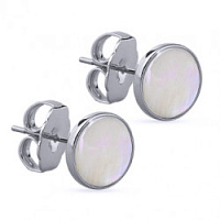 Пусеты Амфитрина (перламутр белый, г/п: родий) UVELINA MG05 0001R-26E