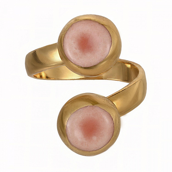 картинка Кольцо (керамика персиковый, г/п: золото, размер регул. D 1.2 см) Испания 01901006 Maximilianas  ювелирный  магазин Калина являющийся официальным дистрибьютором в России 