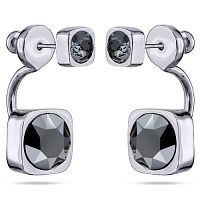 Серьги Теннис (Кристалл темно-серый, гематит, г/п: родий, 4 мм, 8 мм) Uvelina SW00 0004R-043E