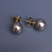 Серьги (Майорка шоколад, г/п: золото, 1,2 см) Испания Madreperla 020 02 104