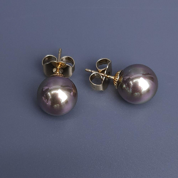 Серьги (Майорка шоколад, г/п: золото, 1,2 см) Испания Madreperla 020 02 104