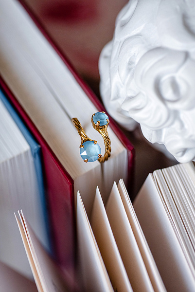 Кольцо Поцелуйчик (кристалл лазурный) Италия Claudio Canzian 002 01 193