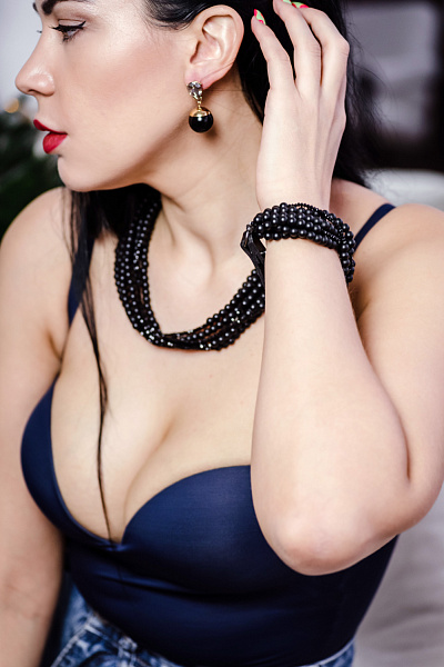 Колье, браслет (шунгит, венецианский бисер) 10990 Италия Perfetto