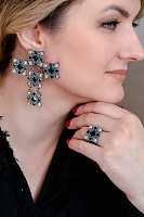 Серьги (кристаллы Swarovski, 7.5х6 см, г/п: золото, 15 гр.) Katerina Vassou KV26.1-404927B
