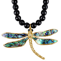 Колье Стрекоза (Агат, гелиотис, г/п: золото) 7390 Испания