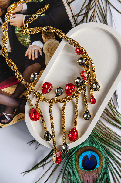 Колье (красный, графит кристалл) Италия  Claudio Canzian  002 05 653