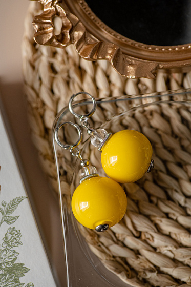 картинка Серьги MURANO Sfere желтые Италия ювелирный  магазин Калина являющийся официальным дистрибьютором в России 
