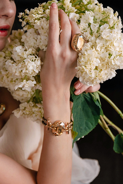 Браслет Карина (кристалл медовый, 3х2,3см, 16,5-22см, регулир.) Италия Claudio Canzian 002 04 132