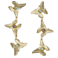 Серьги (кристаллы разноцветные, г/п: золото, 10.7х3.3см, 28 гр.) Греция Kalliope 022 02 102