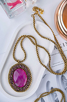 Колье (Кристаллы пурпурные, розоаые, агат, г/п: золото) Италия  Claudio Canzian 002 05 734