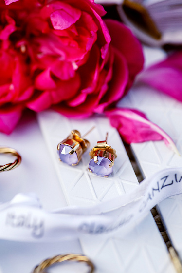 картинка Пусеты (сиреневый кристалл) Италия  Claudio Canzian 002 02 325 ювелирный  магазин Калина являющийся официальным дистрибьютором в России 