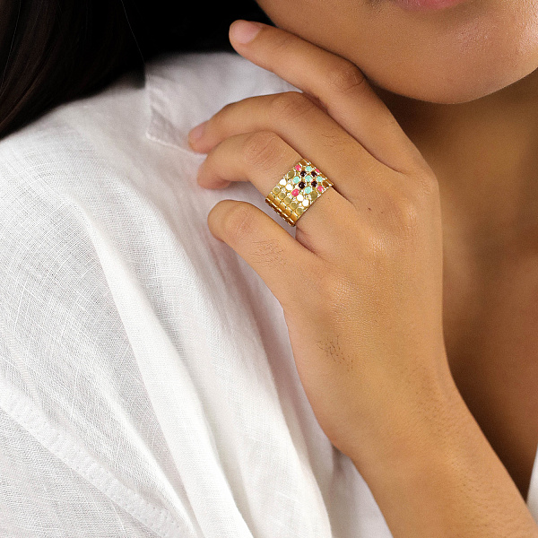 Кольцо NOEMIE (эмаль, латунь, г/п:золото, регулир.6,15 гр.) 1963452 Франция F.H