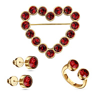 Комплект Сердце (кристаллы красные 6 мм, г/п: золото) Италия Uvelina SW00 0028G-227S1-6