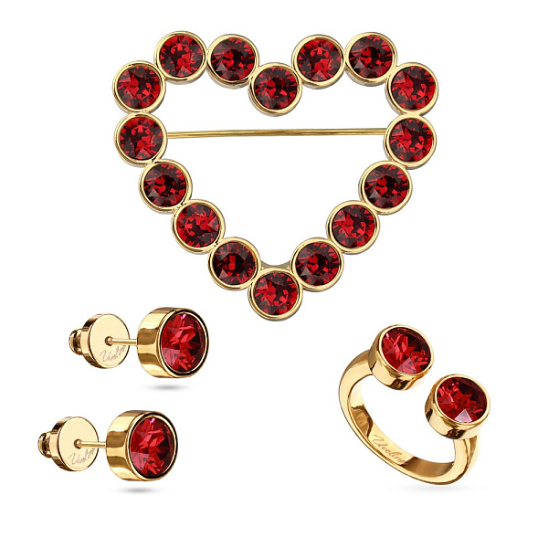 Комплект Сердце (кристаллы красные 6 мм, г/п: золото) Италия Uvelina SW00 0028G-227S1-6