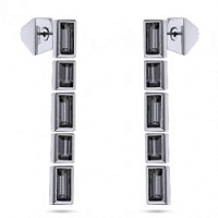 Серьги Богемия (кристаллы темно-серые, г/п: родий, 4.5 см) Uvelina SW00 0045R-014E1