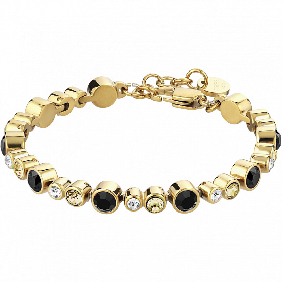 картинка Браслет TERESIA (кристалл черный, медовый, г/п: золото 15-19 см, 5 мм) Дания DYRBERG/KERN 430069 ювелирный  магазин Калина являющийся официальным дистрибьютором в России 