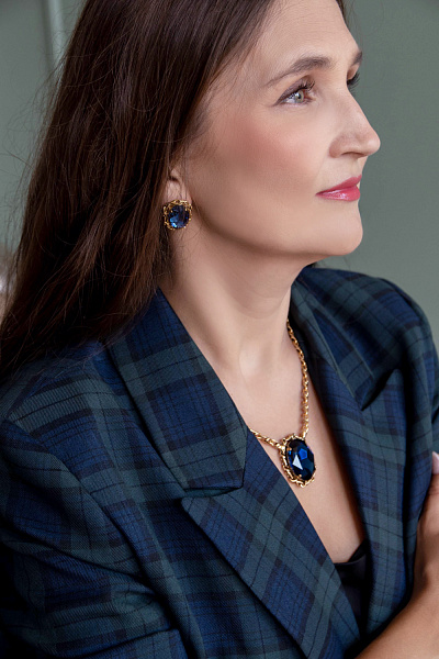 Серьги (Кристалл синий, 2,3х1,9 см, 12 гр.) Италия Claudio Canzian 002 02 821